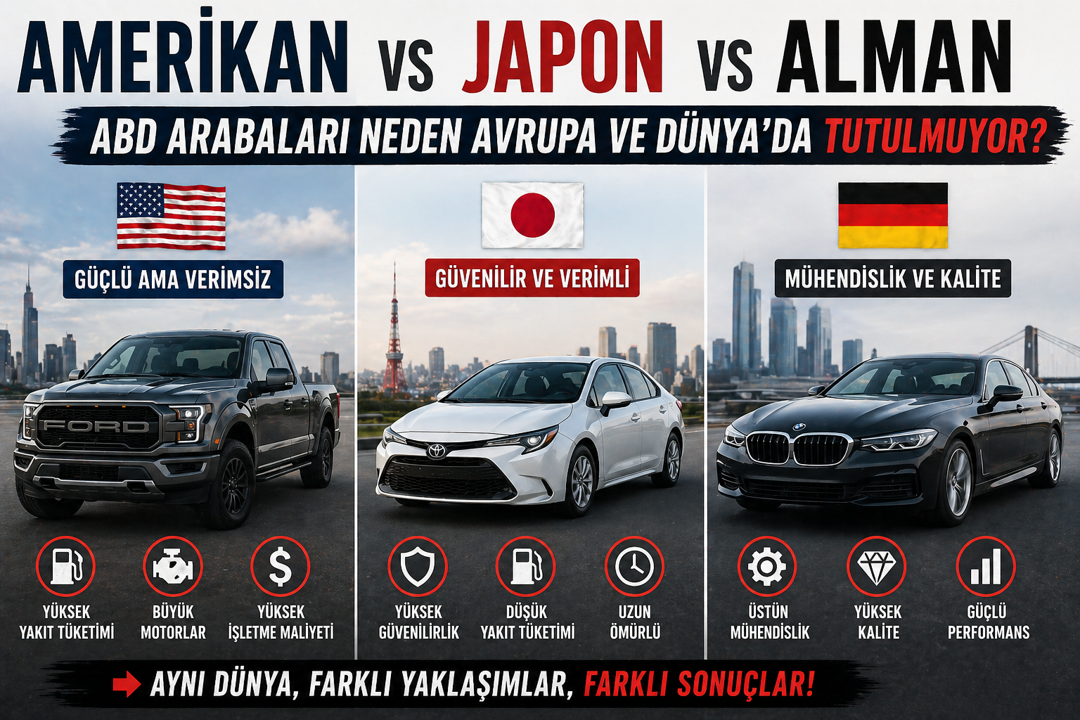 Amerikan vs Japon vs Alman: ABD Arabaları Neden Dünya’da Tutmuyor?