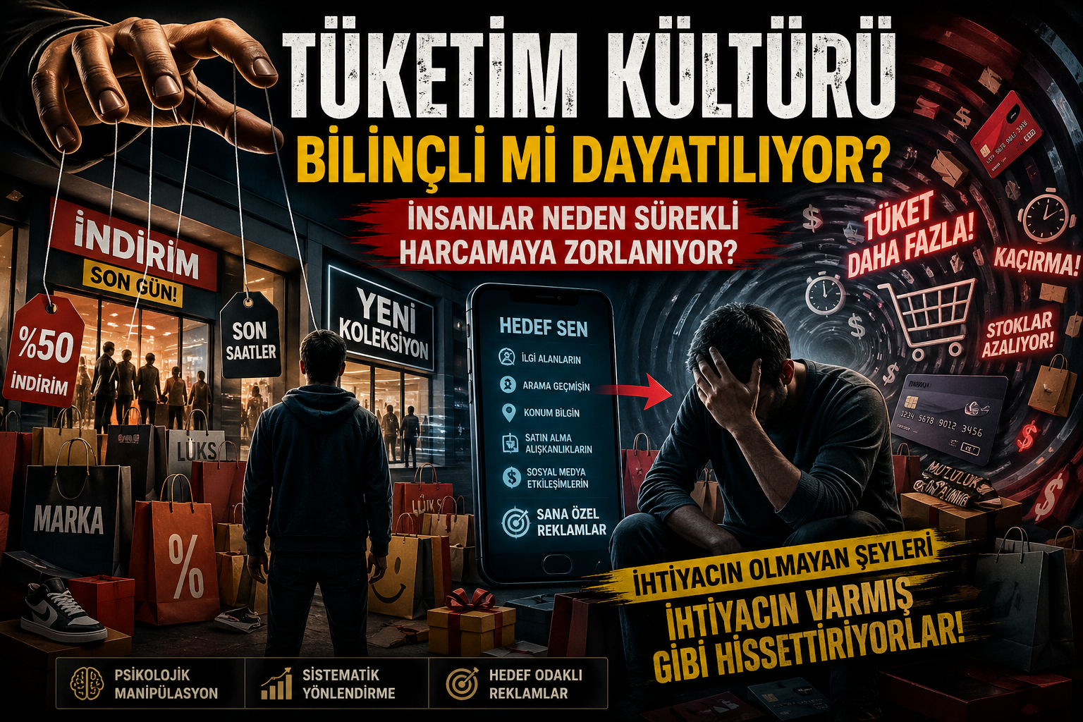 Tüketim Kültürü Bilinçli mi Dayatılıyor? İnsanlar Neden Sürekli Harcamaya Zorlanıyor (Derin Analiz)