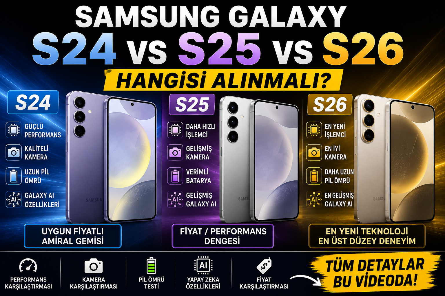 Samsung Galaxy S24 mü, S25 mi, S26 mı? Eski Modeli Alan Pişman Olur mu? Büyük Karşılaştırma